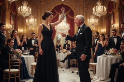 Moments before the toast that was supposed to celebrate their family’s legacy, a young woman raised an object that turned the celebration into chaos—forcing an entire room of elites to witness the shocking truth no one was prepared to face.
