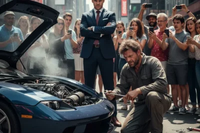 “If you can fix this car, it’s yours,” the billionaire sneered at a homeless Black man who couldn’t take his eyes off his broken supercar — but what happened next left the billionaire completely speechless…