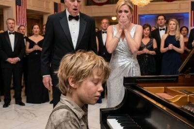 **A starving, homeless girl was being dragged toward the exit of a luxury charity gala when she shouted, “Please—let me play the piano for a plate of food!”  The room laughed… until the legendary pianist, Lawrence Carter, stepped forward, pushed the guards aside, and said, “Let her play.” What happened next froze the entire ballroom.**