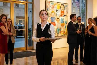 **“I was serving champagne in a Manhattan gallery when I suddenly froze —  because on the wall, behind glass and perfect lighting, hung a painting I made at SIX years old… priced at $150,000… the same one I’d given my mother the day a social worker tore us apart.”**