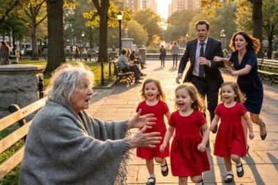 **THE MILLIONAIRE’S BLIND TRIPLETS RAN STRAIGHT INTO A STRANGER’S ARMS — AND CALLED HER “GRANDMA.”  Ricardo thought it was impossible… until the old woman spoke his late wife’s name.**