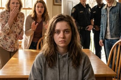 **“At the family dinner, I sat there with my broken arm, unable to lift a fork.  My MIL smirked, ‘My son taught her a lesson.’ His sister added, ‘She thought she ran the house.’ I just smiled. Thirty minutes later, the doorbell rang — and that was the exact moment he learned who really runs this place.”**