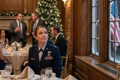 My sister smirked at dinner. “Meet my fiancé. He’s an Army Ranger. A real hero.” Then she rolled her eyes at me. “Not like your little desk job.” The Ranger glanced at my lapel—froze—and quietly said, “Maya… stop. Do you know who she is?”