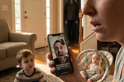 My husband was thousands of miles away when he suddenly screamed through the phone: “Emma, GET OUT OF THE HOUSE NOW!” — and when I turned around, the babysitter my mother-in-law sent was standing behind my son, smiling, holding my house key like she owned the place…