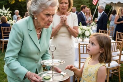 At my mother’s garden party, she snatched my 8-year-old daughter’s plate and said, “Adopted children eat in the kitchen.” Seventy-five relatives went silent. I took a sip of water and stayed calm—until my teenage son stood up and asked, “Grandma, should I tell everyone who actually owns this house?” By sunset, her “estate,” her reputation, and her seat at my table were all on the line—and then my phone lit up with…