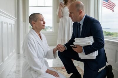 ON THE WEDDING MORNING, I OPENED THE BATHROOM DOOR—AND EVERYTHING STOPPED.  My wife was on the floor.