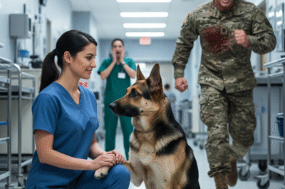 “GET AWAY FROM MY K9!” THE WOUNDED NAVY SEAL ROARED— UNTIL HIS DOG SALUTED A ROOKIE NURSE.