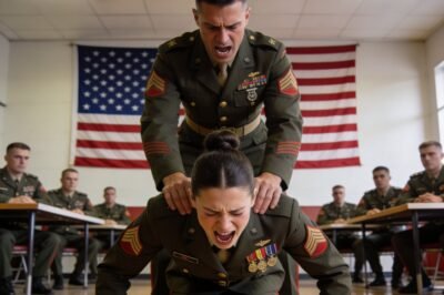 “GET THE HELL OUT.” He shoved her in the mess hall like she didn’t belong. Her tray hit the metal floor. The entire room went quiet.