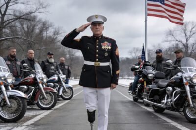HE HELD A SALUTE FOR THREE HOURS IN 100-DEGREE HEAT. Then a biker gang rolled in… and the entire parade route went silent.