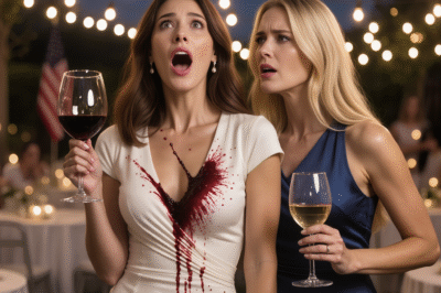 SHE POURED RED WINE ON MY WEDDING DRESS—AND SMILED WHILE DOING IT.  I locked myself in the downstairs bathroom and stared at my reflection.