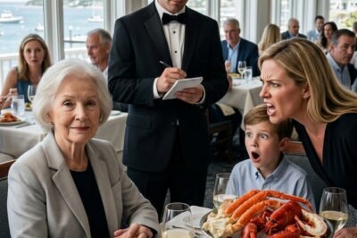 “WE’RE NOT PAYING FOR YOU.” SHE SAID IT LIKE SHE WAS DISCUSSING TAX POLICY. HER KIDS ORDERED LOBSTER. I SAT QUIETLY. WHEN THE WAITER TURNED TO ME, I SMILED AND SAID, “NOTE.” The restaurant was the kind of place where even the water glasses looked expensive.