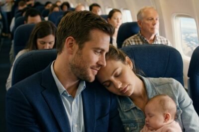 A SINGLE MOM FELL ASLEEP ON A STRANGER’S SHOULDER DURING A RED-EYE FLIGHT… WHEN SHE WOKE UP, THE CEO BESIDE HER HAD MADE A DECISION THAT SHOCKED THE ENTIRE CABIN.  It started with a baby crying.