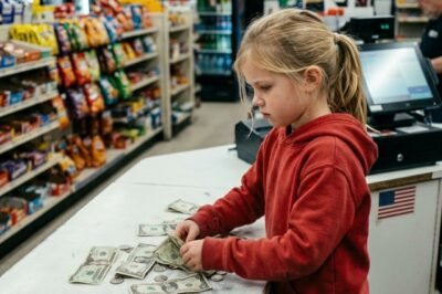 A 9-YEAR-OLD GIRL SLIPPED A DOLLAR ACROSS A GAS STATION COUNTER. Her hands were shaking. Blue ink covered George Washington’s face.