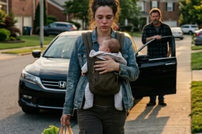MY FATHER FOUND ME LIMPING DOWN THE STREET WITH MY BABY AND TWO HEAVY GROCERY BAGS.  He slowed the car beside me and rolled down the window.