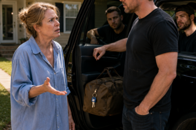 My husband stood by the open door of a black SUV a…