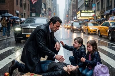 The Billionaire Almost Drove Past the Woman Collapsed in the Rain—Until He Recognized Her, and Everything in Him Stopped… Especially When He Saw the Twins Beside Her…